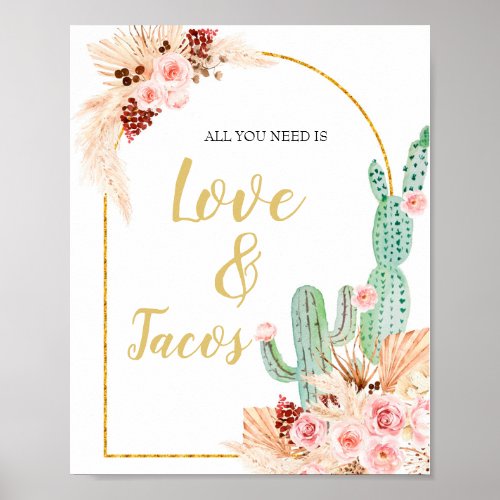 Boho Cactus Taco bout All you need is love  Tacos Poster