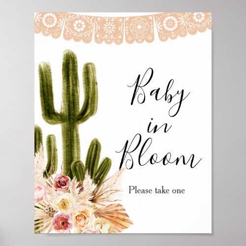 Boho Cactus Taco Bout Baby in Bloom Sign