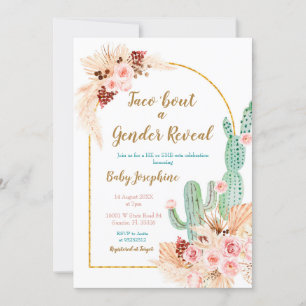 Boho Cactus Taco bout love Gender Reveal Invitation