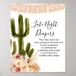 Boho Cactus Taco bout Love Late Night Diapers Sign