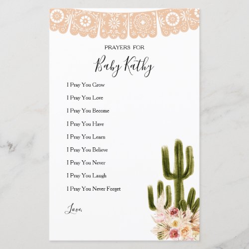 Boho Cactus Taco bout Love Prayers for Baby Sign