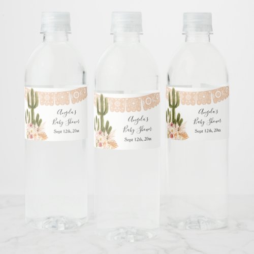 Boho Cactus Taco Bout Love Water Bottle Label