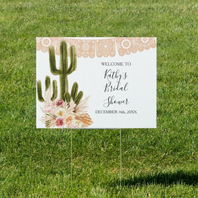 Boho Cactus Taco Bout Love Welcome Banner Sign (Insitu)