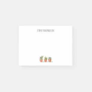 Boho Cactus Watercolor Potted Plant Monogram Post-it Notes