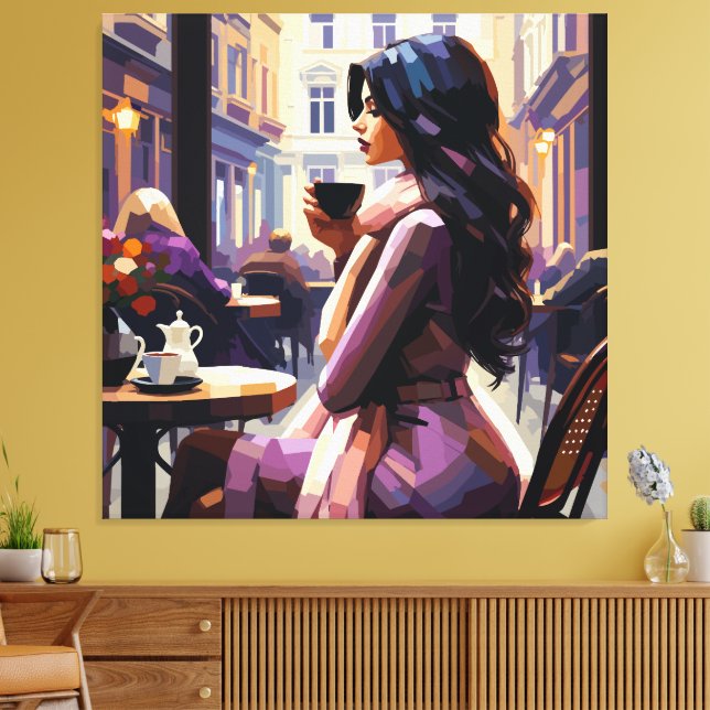 Boho Café Woman Canvas Print (Insitu(LivingRoom))