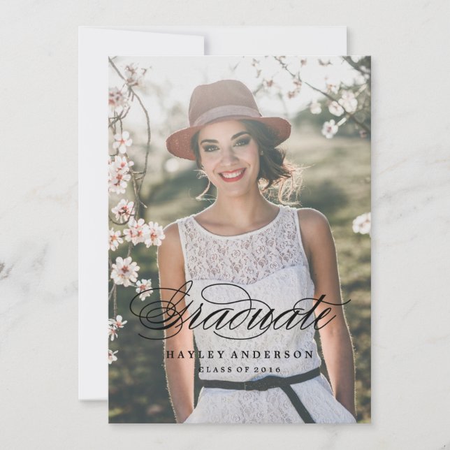 BOHO CALLIGRAHY GRADUATION INVITATION baby pink (Front)