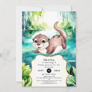 Boho Calm Otter Birthday Invitation