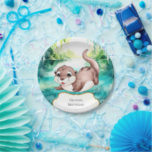 Boho Calm Otter Birthday Paper Plates