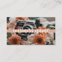 Boho Camera & Flowers Business Card