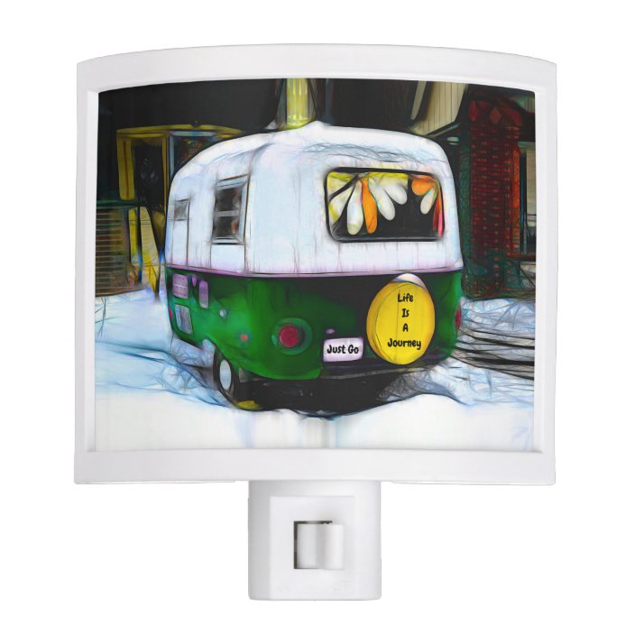 Boho Camper Hippie Life Is A Journey Just Go Retro Night Light