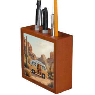 Boho Camper Van Desert Print Desk Organizer