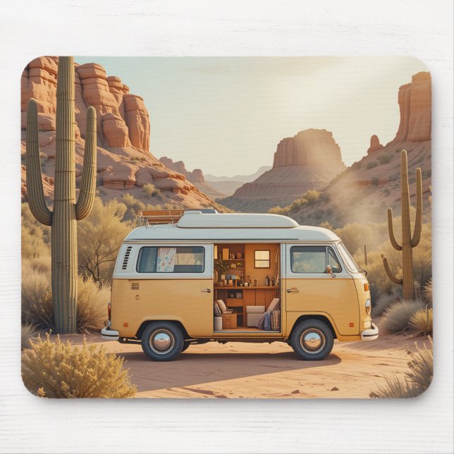 Boho Camper Van Desert Print Mouse Pad (Front)