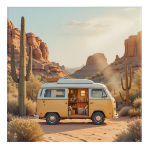 Boho Camper Van Desert Wall Art Print