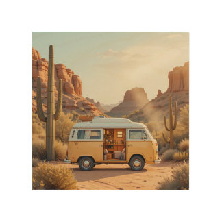 Boho Camper Van Desert Wall Art Print