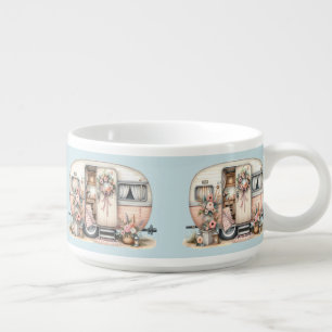 Boho Camper with Floral Wreath & Pastels Pink Bowl