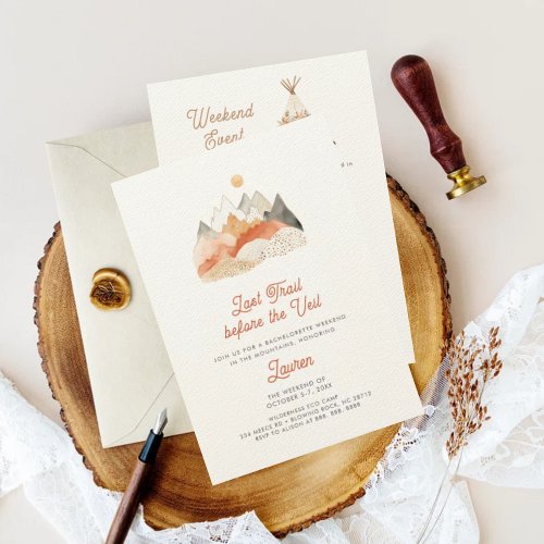 Boho Camping Bachelorette Weekend Party  Invitation