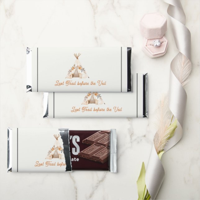 Boho Camping Bridal Shower Chocolate bar (Front)