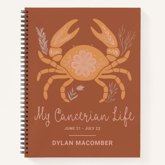 Boho Cancer Zodiac Astrology Personalized Journal (Front)