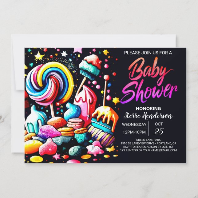 Boho Candyland Baby Shower Invitation (Front)