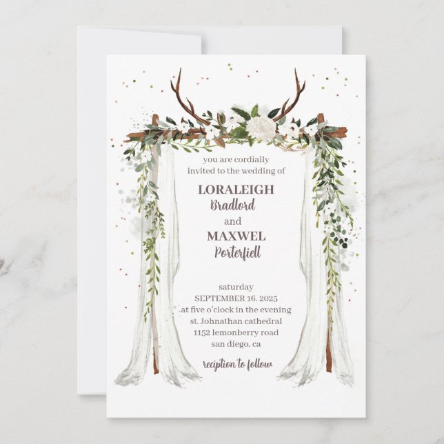 Boho canopy Wedding Invitation 2025 (Front)