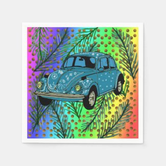 Boho Car, Summer, Colorful Party Cocktail Napkin