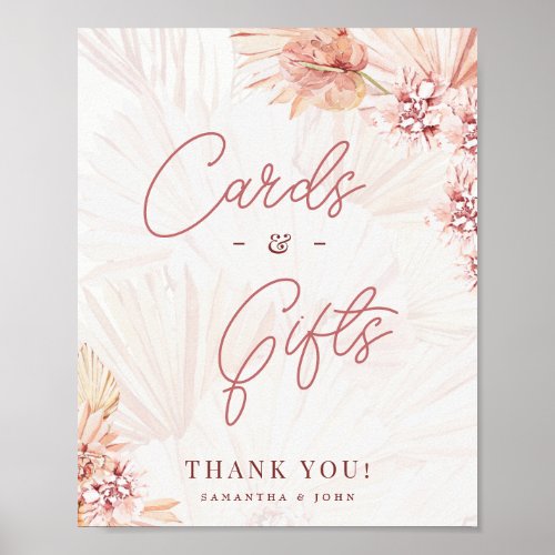 Boho Cards and Gifts Pampas Grass Table Wedding Poster