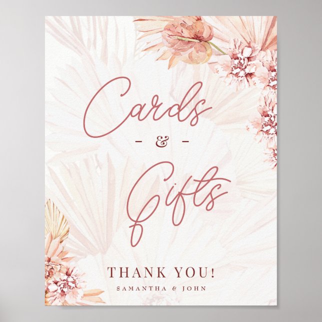 Boho Cards and Gifts Pampas Grass Table Wedding Poster (Front)
