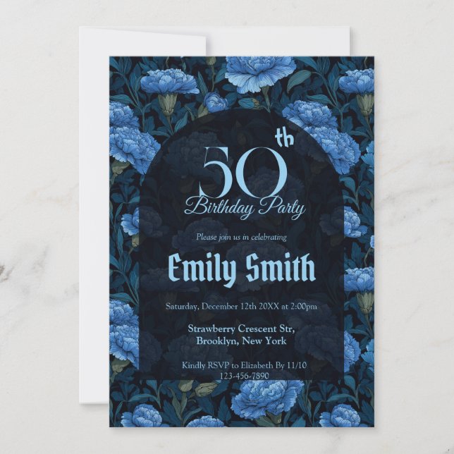 Boho Carnation Themed Surprise Birthday Invitation (Front)