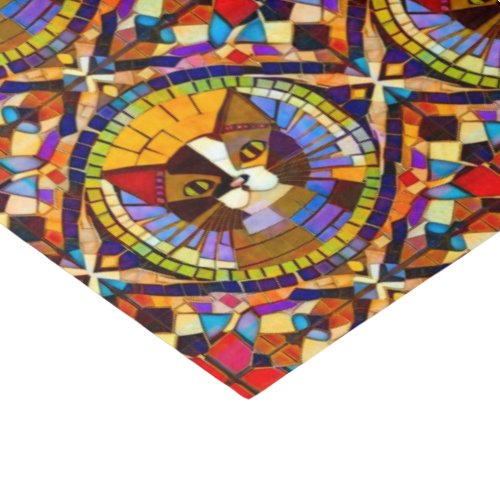 Boho Cat _ Calico Portrait in Mosaic Tiles Fun Tissue Paper