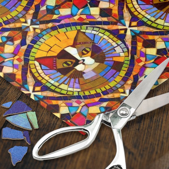 Boho Cat - Calico Portrait in Mosaic Tiles Fun Tissue Paper (Creator Uploaded)