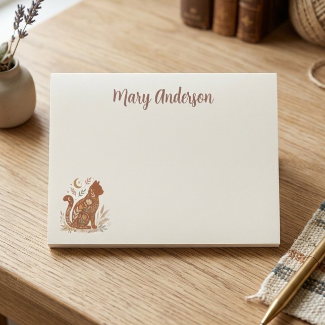 Boho Cat Floral  Post-it Notes (Boho cat floral post it note)