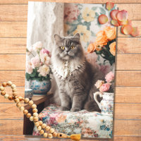 Boho Cat in Florals 1 Decoupage Paper