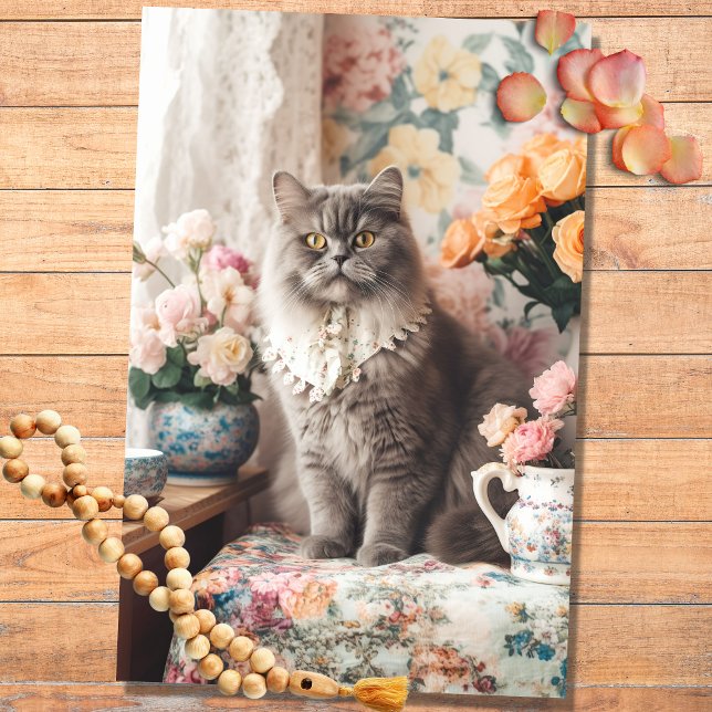 Boho Cat in Florals 1 Decoupage Paper (Creator Uploaded)