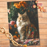 Boho Cat in Florals 2 Decoupage Paper