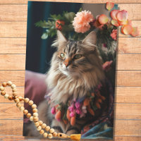 Boho Cat in Florals 3 Decoupage Paper