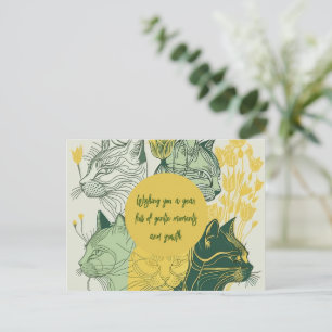Boho Cat Lover Birthday Postcard