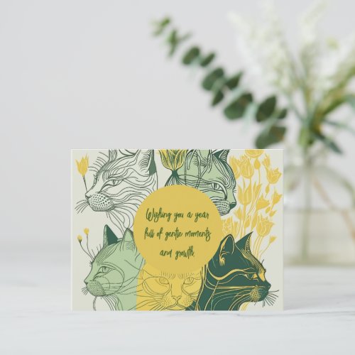 Boho Cat Lover Birthday  Postcard