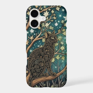 Boho cat starry night sky woodland forest iPhone 17 case