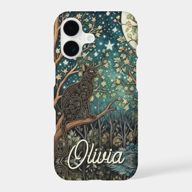 Boho cat starry night sky woodland forest Case-Mate iPhone case (Back)