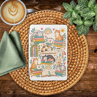 Boho Cats Books and Coffee iPad Mini Cover