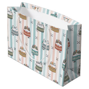 Boho Cats Tribal Pattern  Large Gift Bag