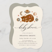 Boho Celestial Bear Baby Shower Invitation