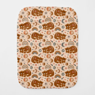 Boho Celestial Bear Pattern Baby Burp Cloth