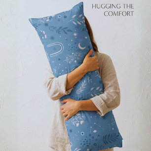 Boho Celestial Botanical Dusty Blue Bedding Body Pillow