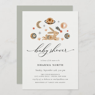 Boho Celestial Bunny Baby Shower Invitation