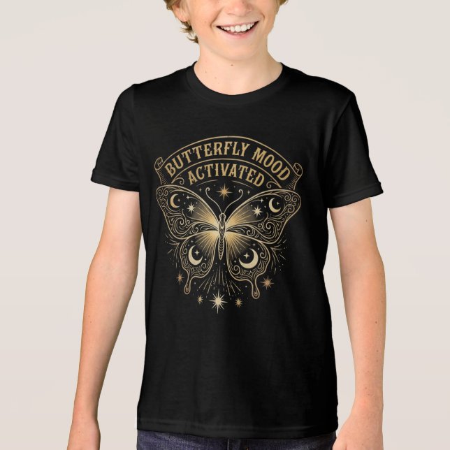 Boho Celestial Butterfly“Butterfly Mood Activated” Tri-Blend Shirt (Front)