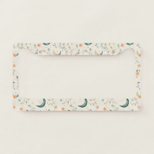 Boho Celestial Floral Moon Pattern (1) License Plate Frame