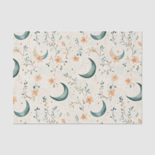 Boho Celestial Floral Moon Pattern (1) Tissue Paper