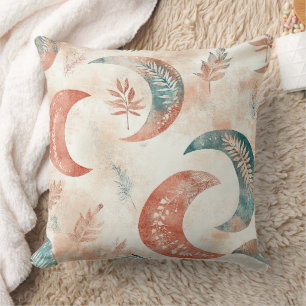 Boho Celestial Floral Moon Pattern (2) Throw Pillow