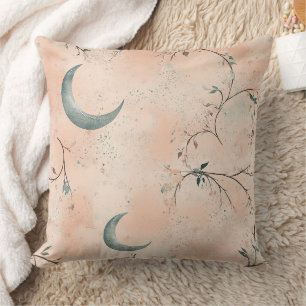 Boho Celestial Floral Moon Pattern (3) Throw Pillow